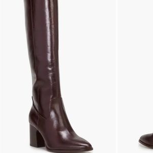 Vince Camuto Evronna Leather Tall Boots, Dark Mahogany